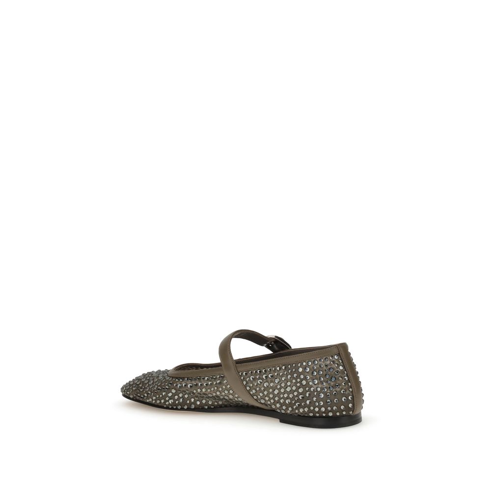 Gray Other Fibres Ballet Flats