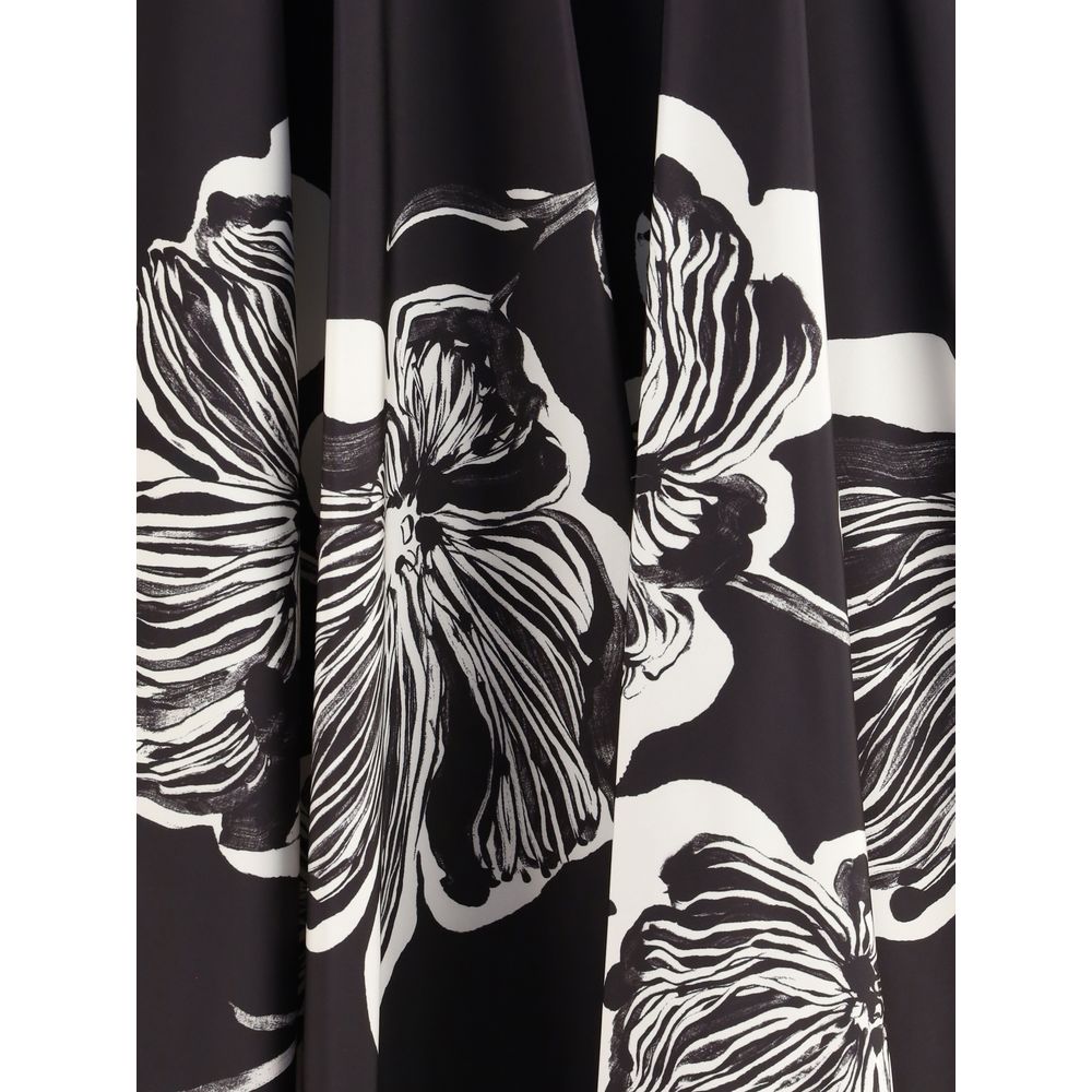 Black Polyester Midi Skirt