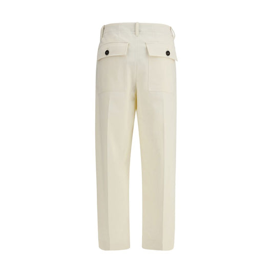 Cream Cotton Casual Pants