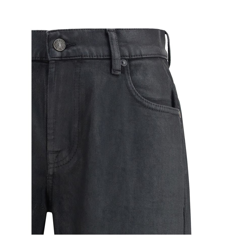 Black Cotton Flared Jeans