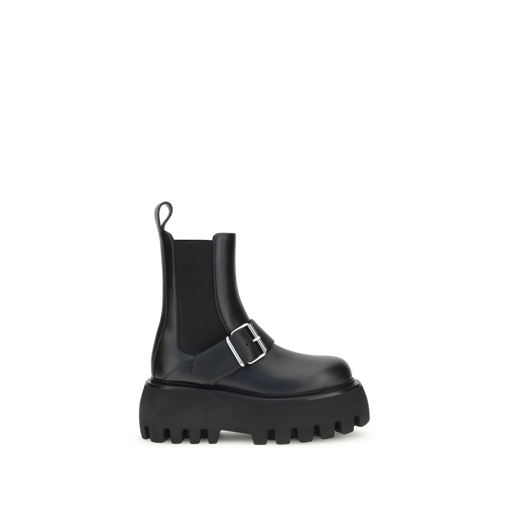 Black Calf Leather Bos Taurus Ankle Boots