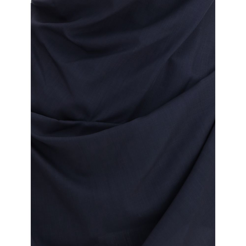 Blue Wool Casual Dress