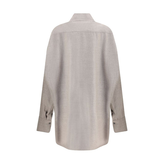 Gray Fleece Wool Dress Shirt