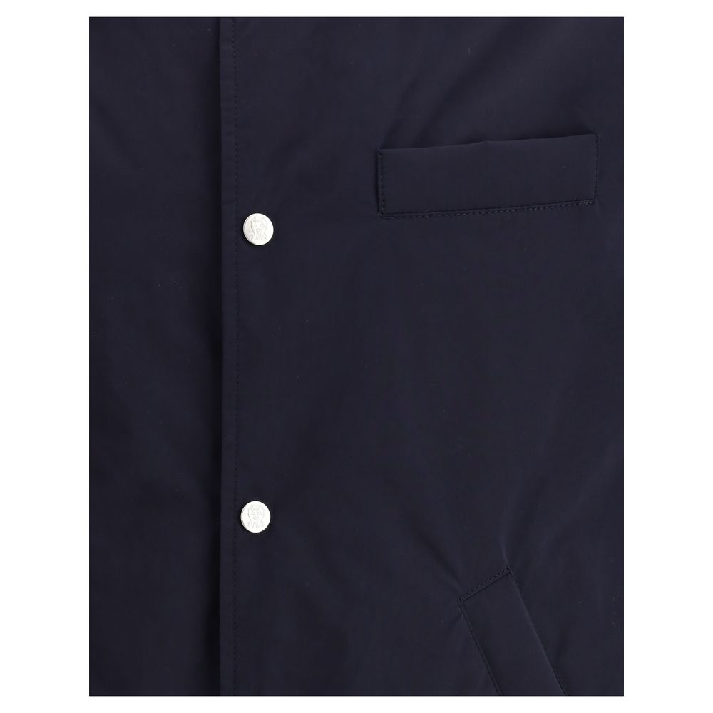 Blue Nylon Full-Length Jacket