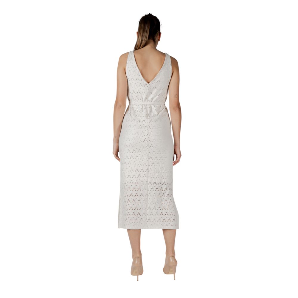 Beige Recycled Polyester Midi Dress