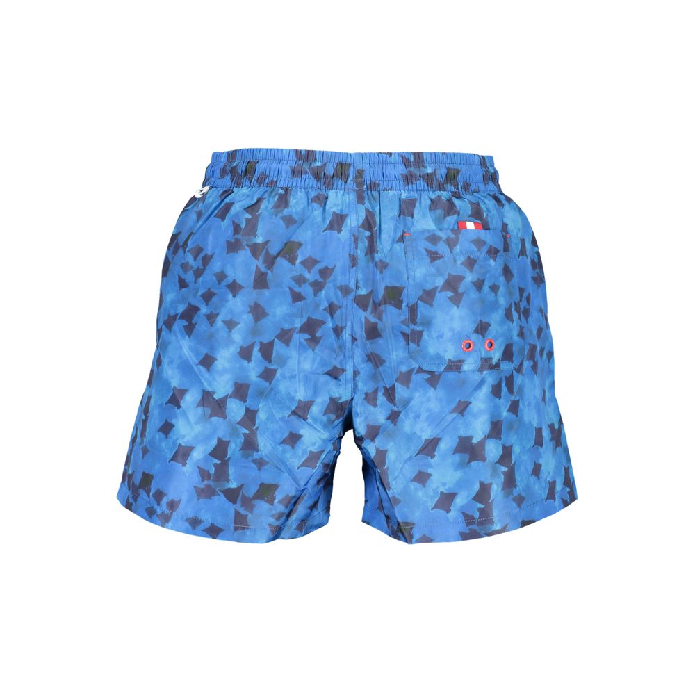 Blue Polyester Men's Swim Trunk