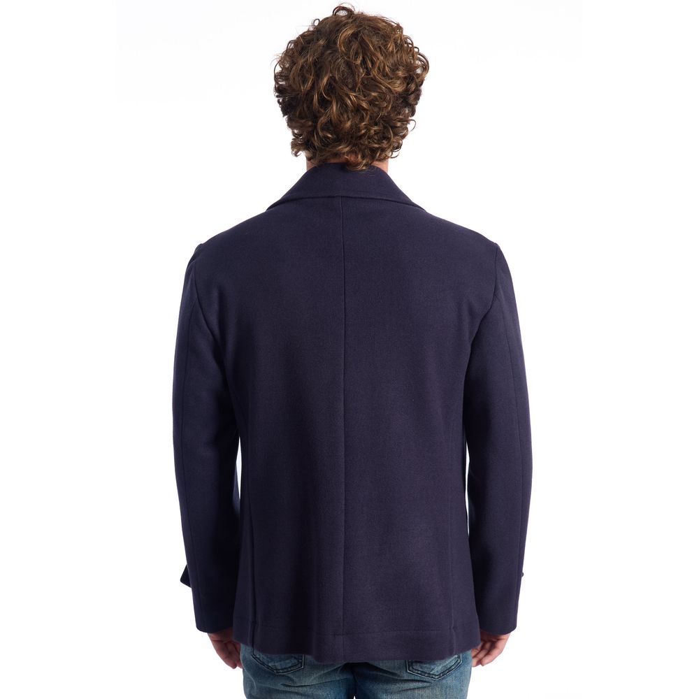 Blue Wool Men's Short Coat