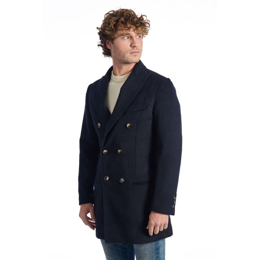 Blue Wool Men Jacket