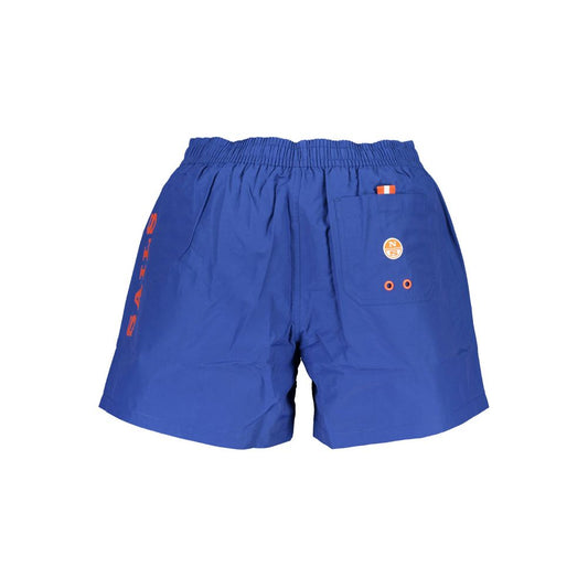Blue Polyester Men's Swim Trunks
