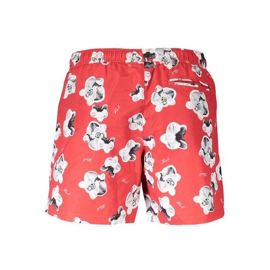 Red Polyester Men's Swim Trunk