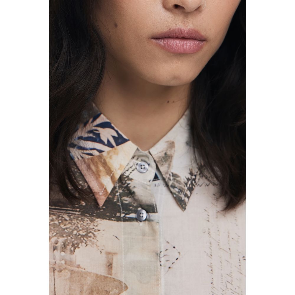 Beige Cotton Women Shirt