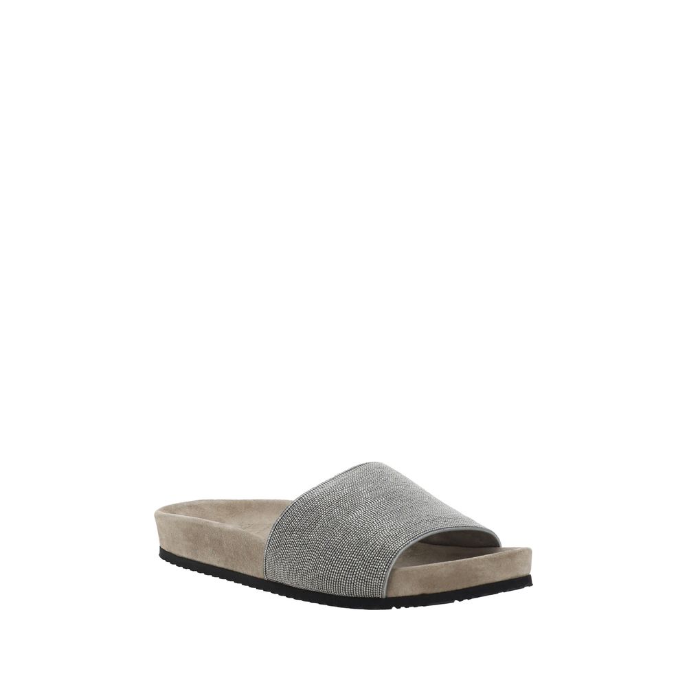 Brown Calf Leather Bos Taurus Flat Sandals