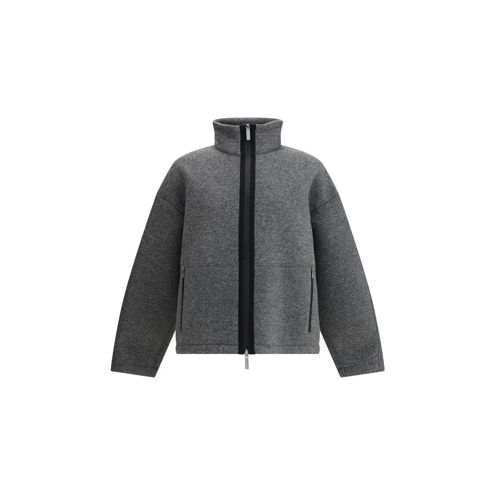 Gray Polyester Full-Length Jacket