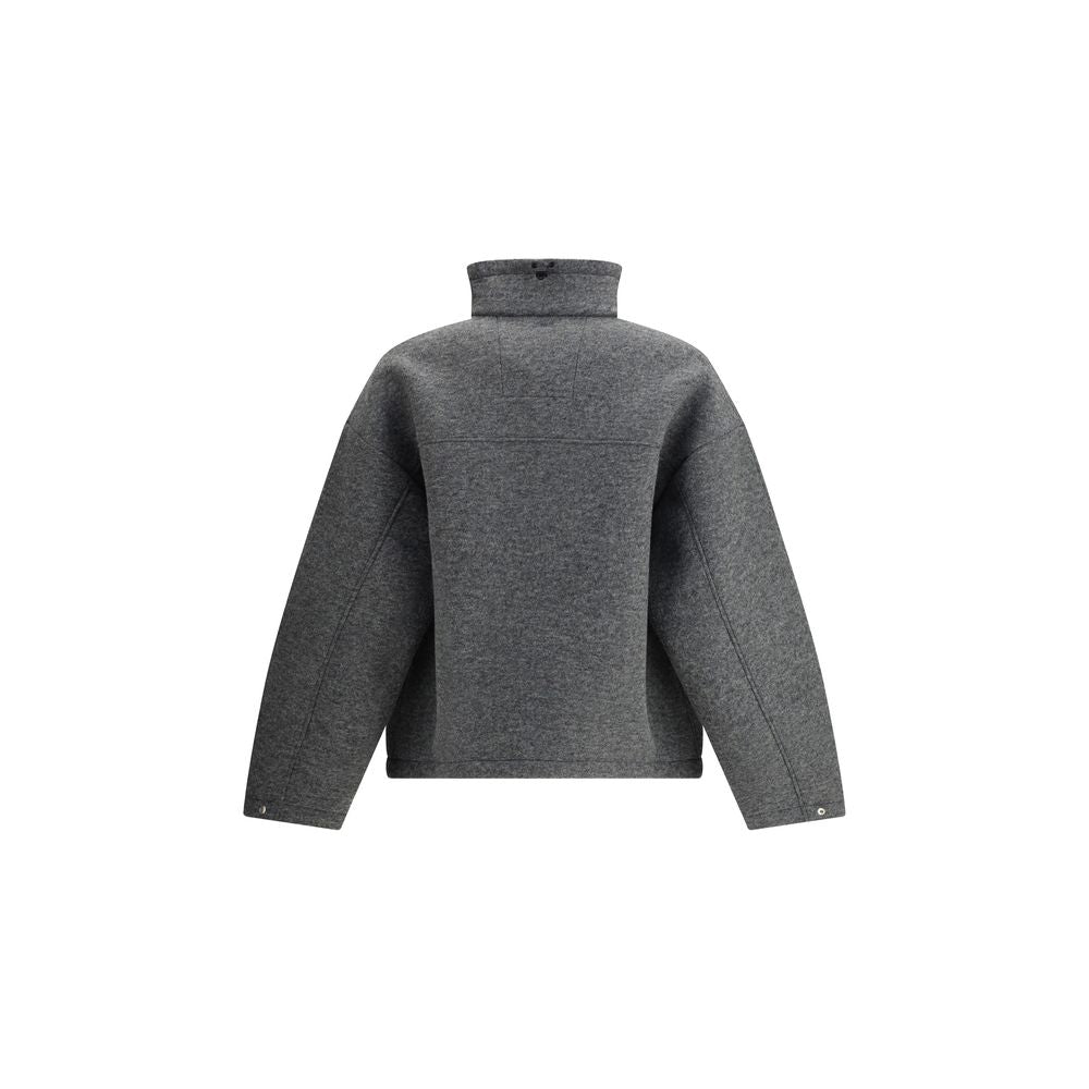 Gray Polyester Full-Length Jacket