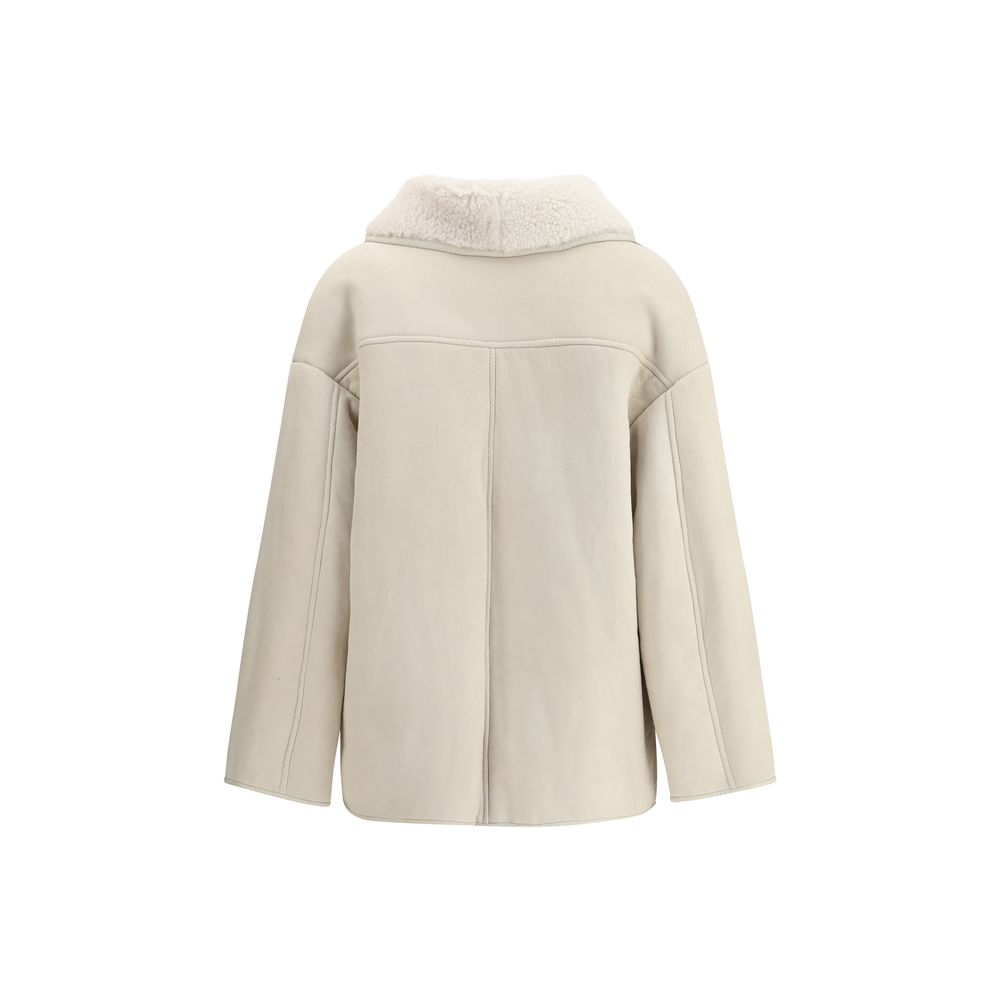 Cream Leather Coat