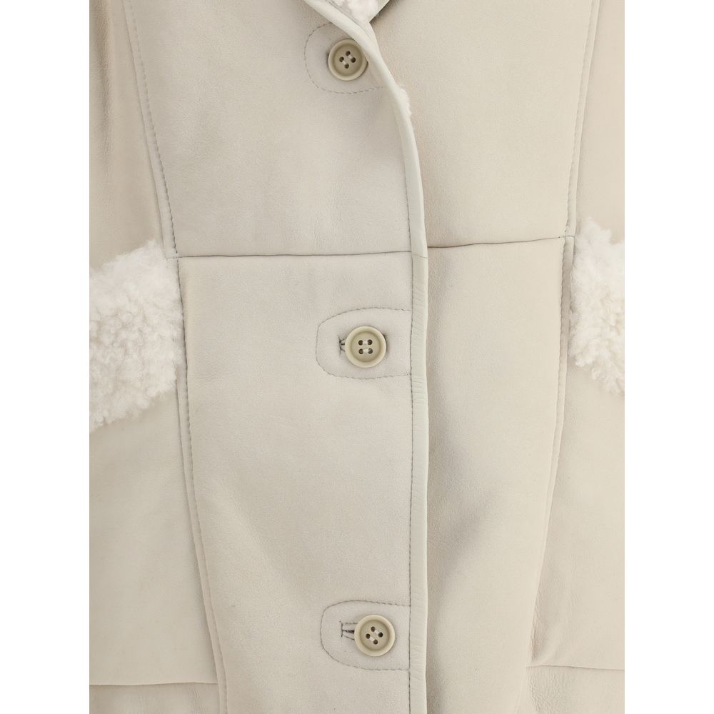 Cream Leather Coat