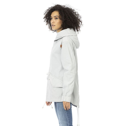 Silver Cotton Women Parka Jacket