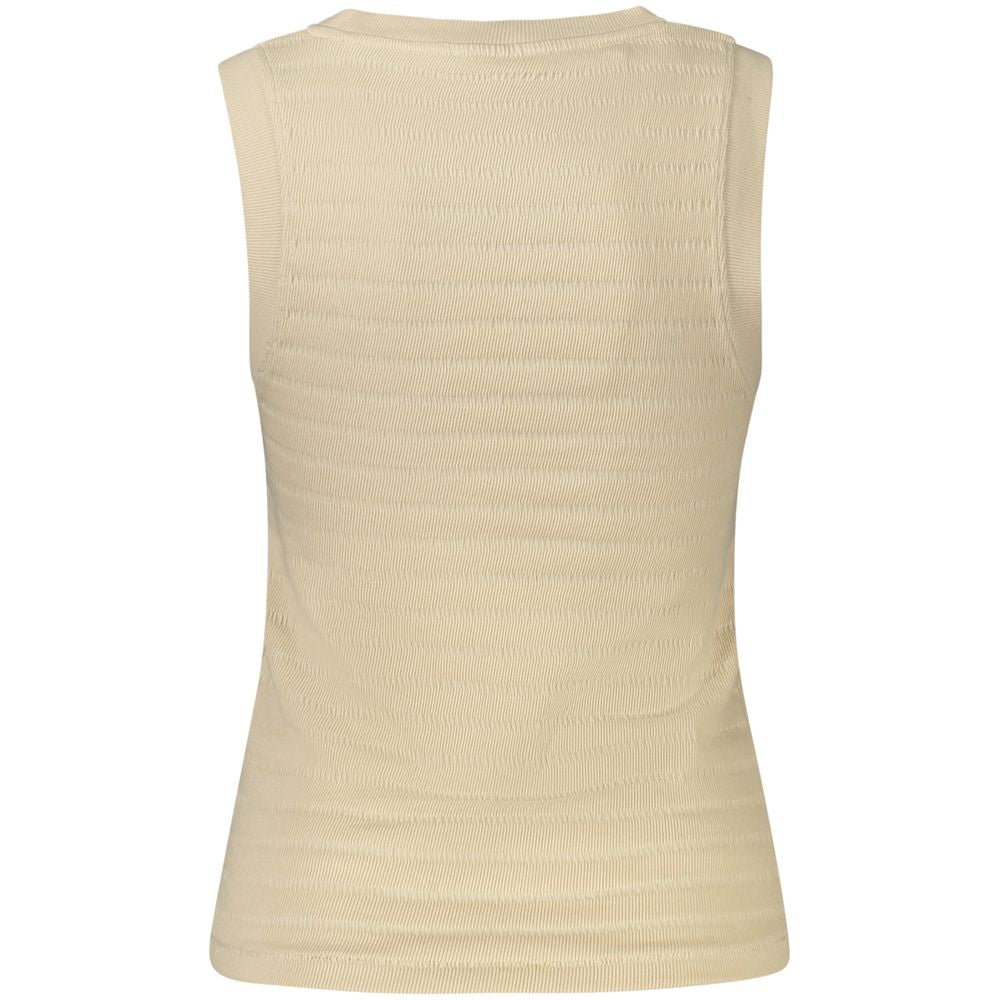 Beige Cotton Women Tank Top