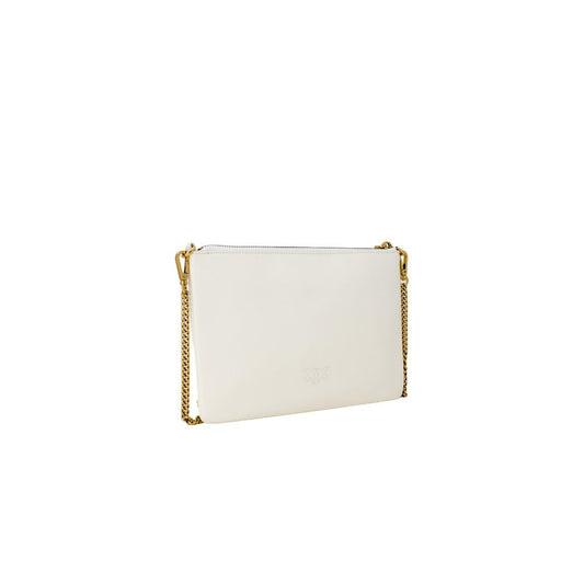 Cream Leather Clutch Bag