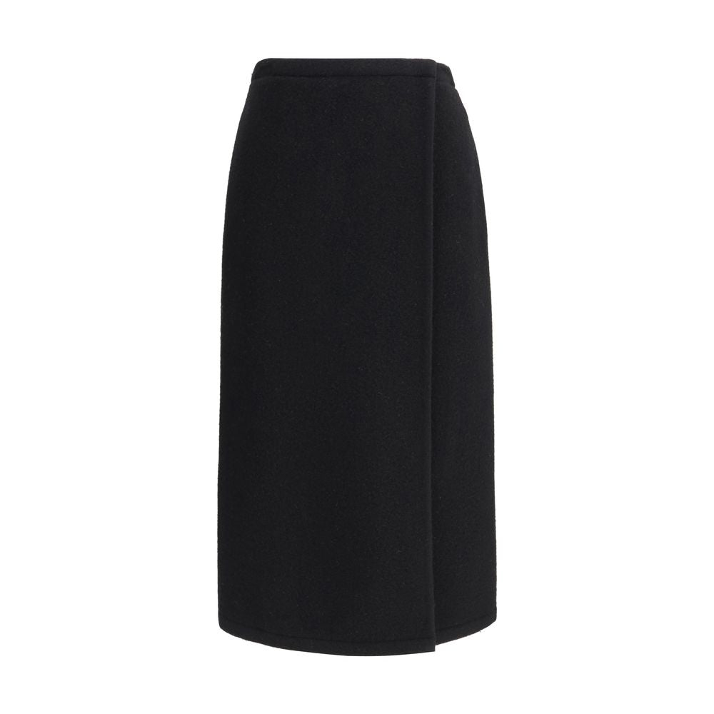 Black Fleece Wool Long Skirt