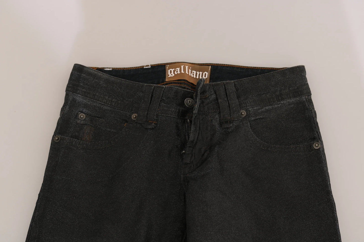 Black Washed Low Waist Regular Leg Denim Pants