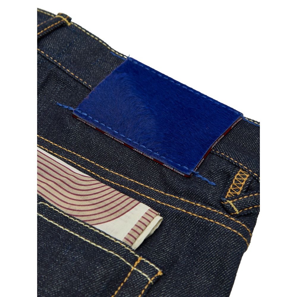 Blue Polyester Tapered Jean