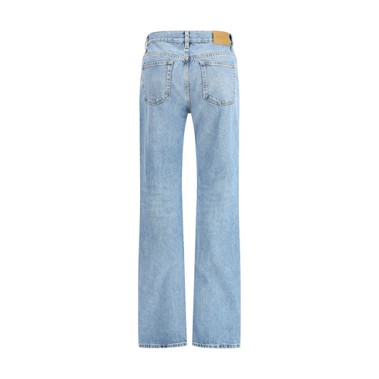 Blue Cotton Straight-Leg Jeans