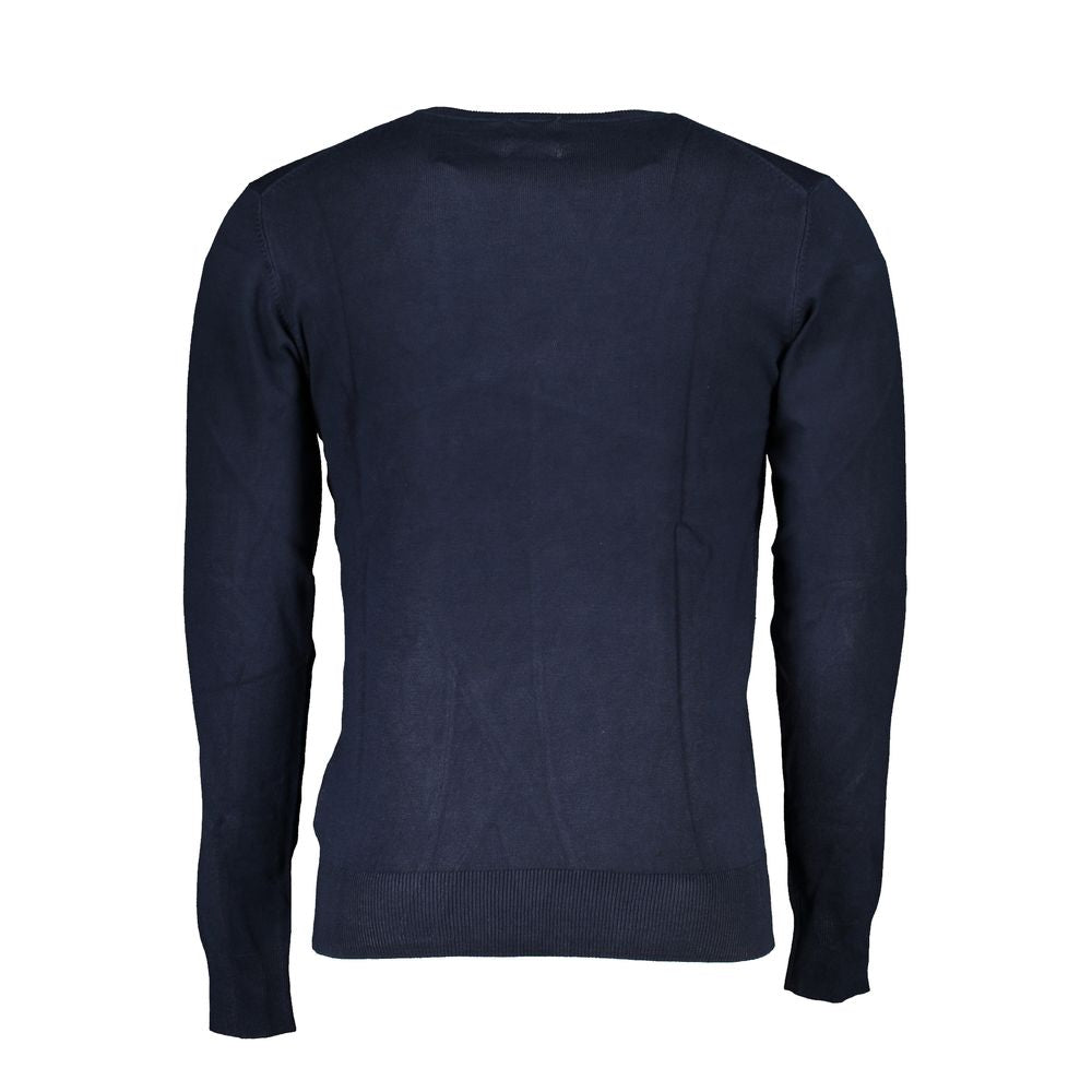 Blue Viscose Men Sweater