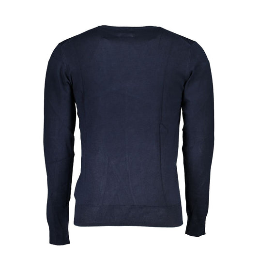Blue Viscose Men Sweater