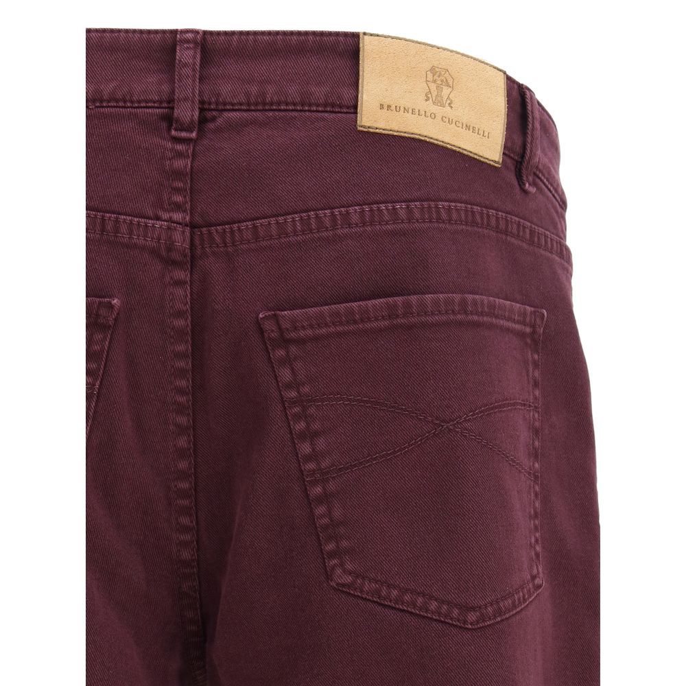 Purple Cotton Slim Fit Jeans
