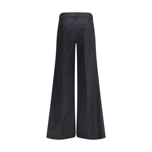Black Polyester Flared Pants