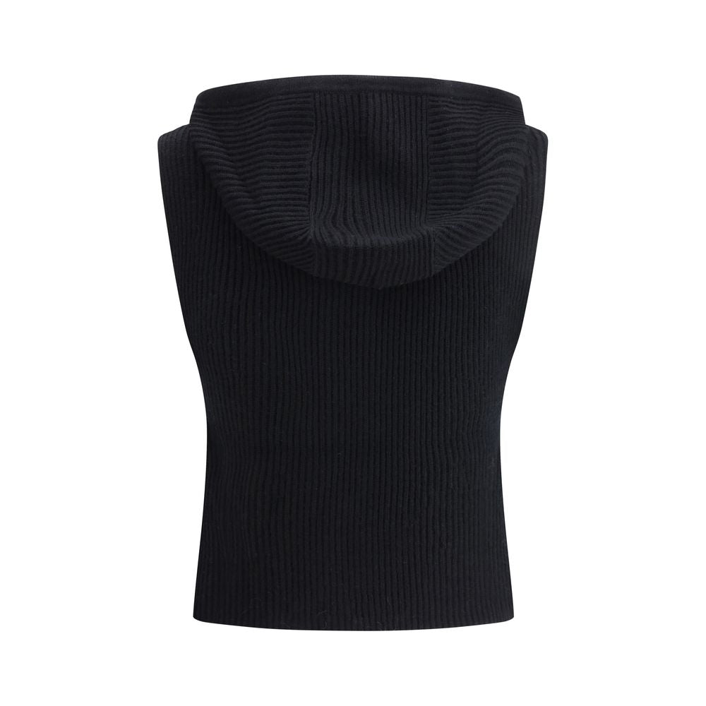 Black Wool Sleveless Jacket