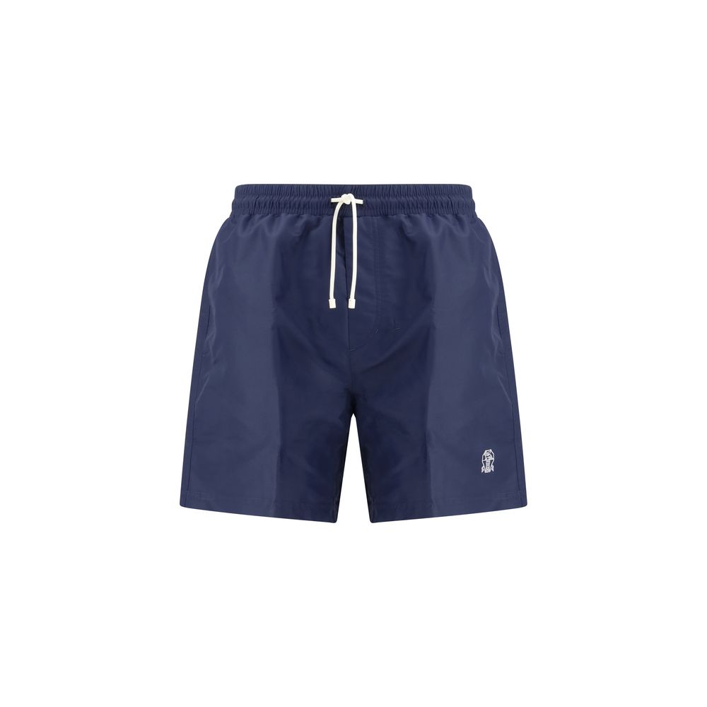 Blue Polyester Swim Shorts
