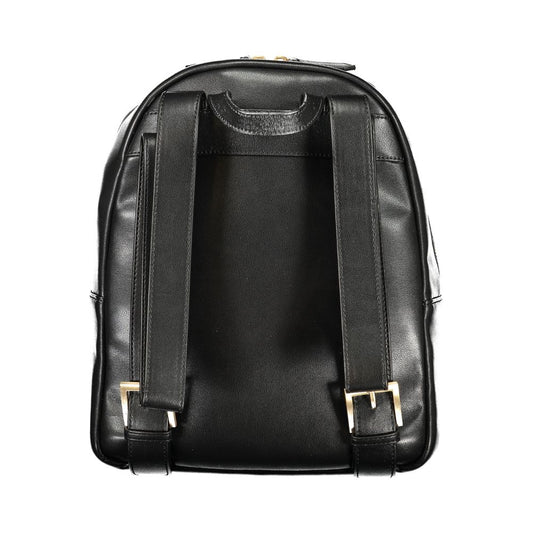 Black Polyurethane Women Backpack
