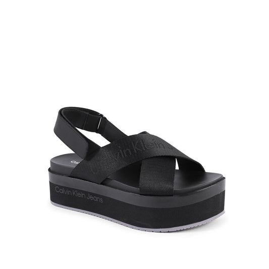 Black Recycled Polyester Platform Sandals
