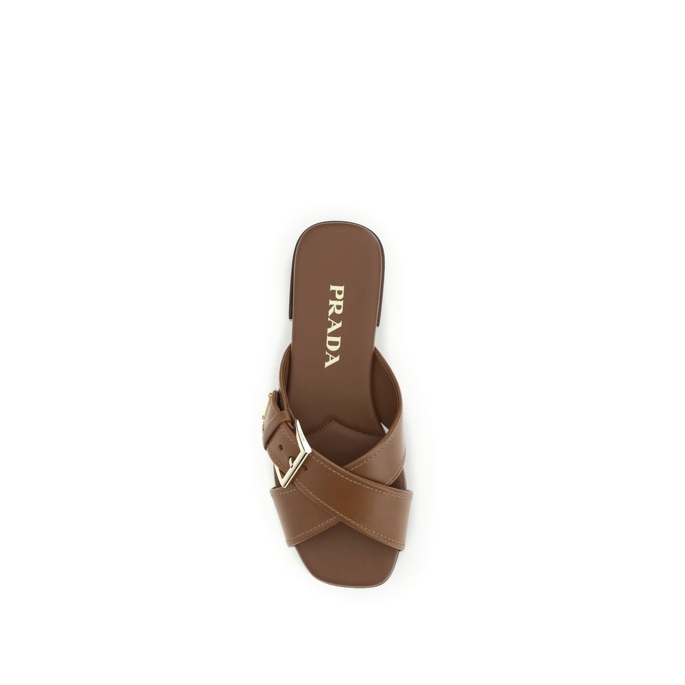 Brown Calf Leather Bos Taurus Flat Sandals