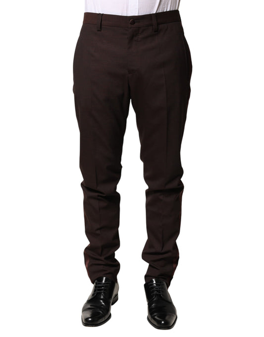 Brown Polyester Men Dress Trousers Pants