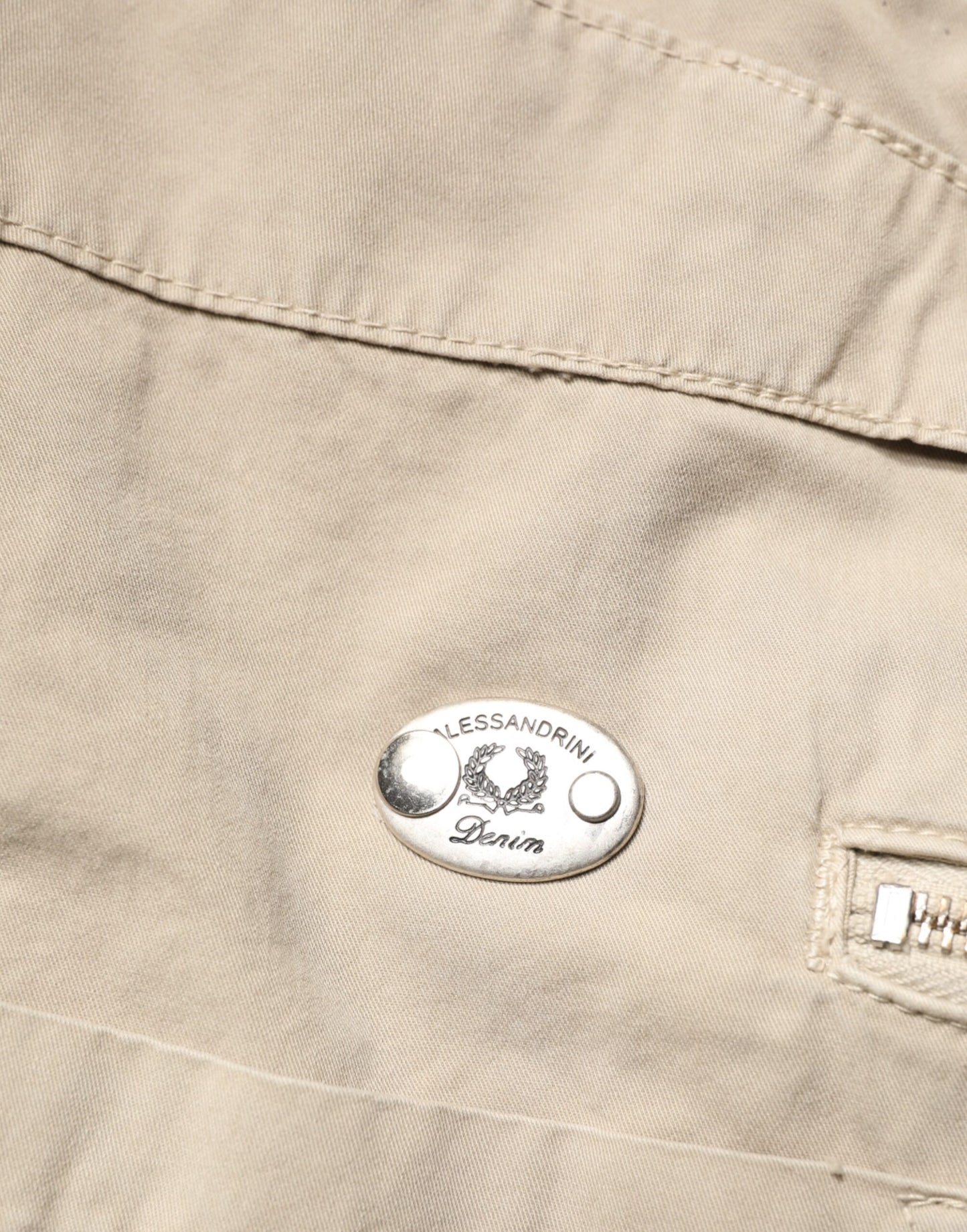 Beige Cotton Mid Waist Straight Men Denim Jeans