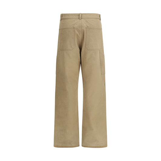 Beige Cotton Cargo Pants