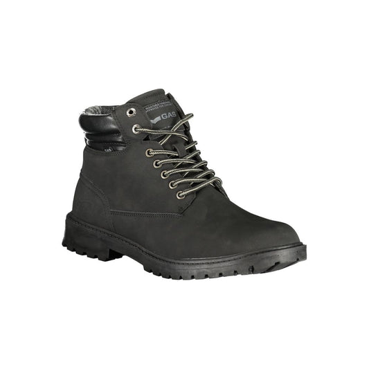 Black Polyurethane Men Ankle Boot