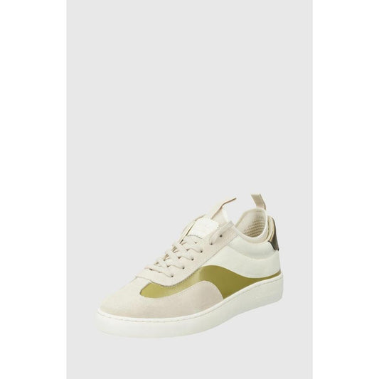 Beige Leather Low Top Sneakers