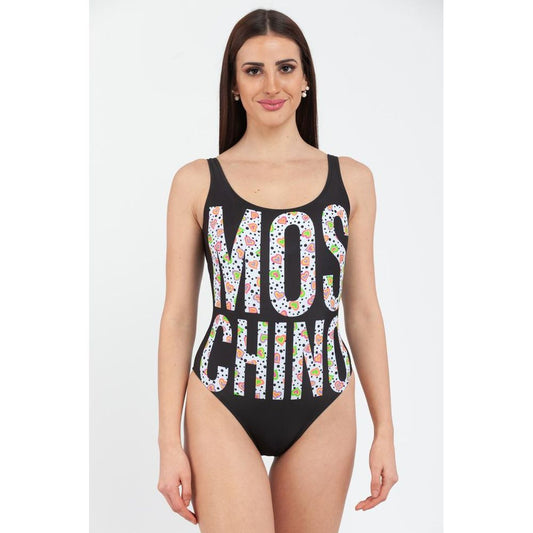 Black Polyester One-Piece Swimsuit
