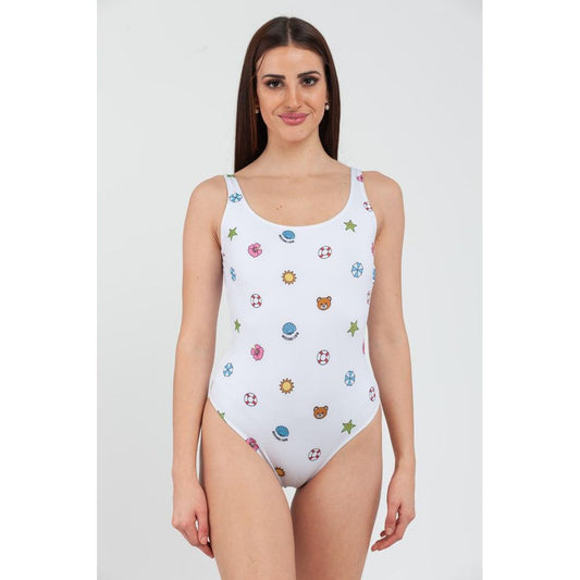 White Polyester One-Piece Swimsuit