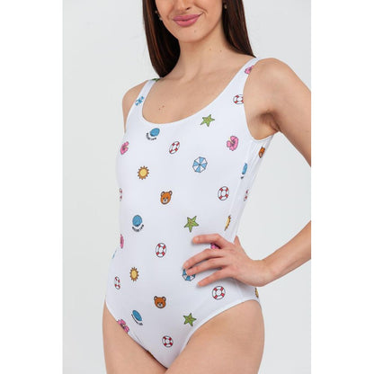 White Polyester One-Piece Swimsuit