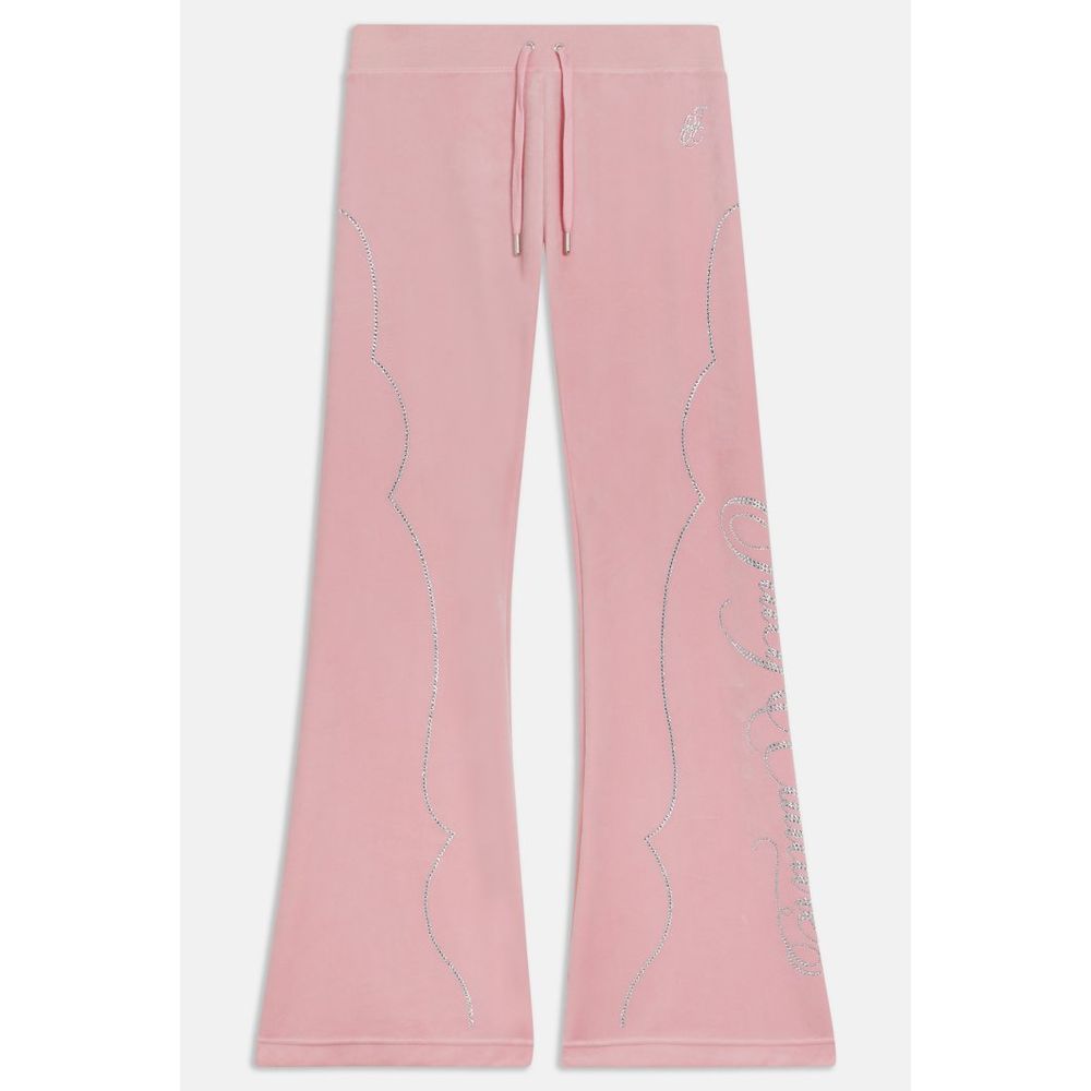 Pink Polyester Casual Pants