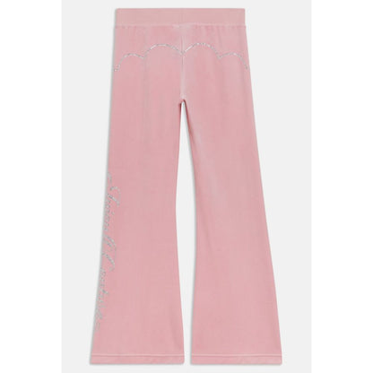 Pink Polyester Casual Pants