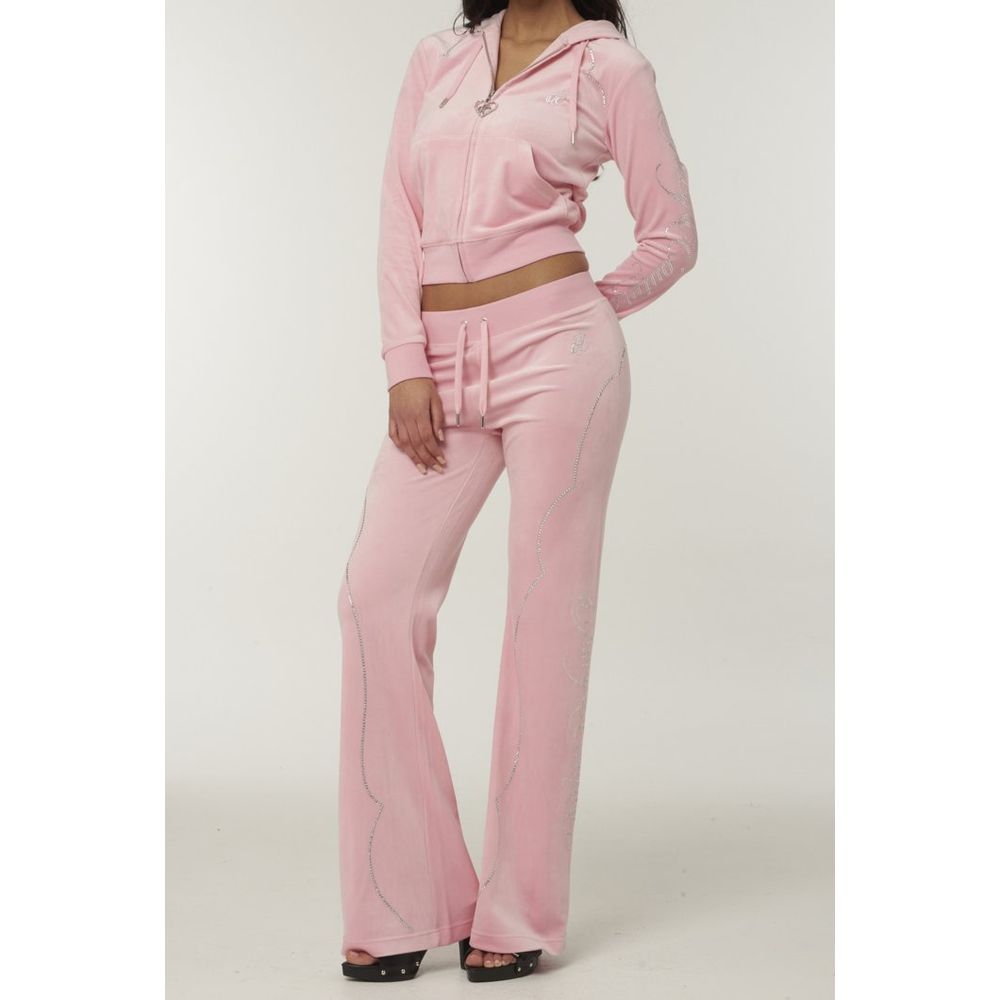 Pink Polyester Casual Pants