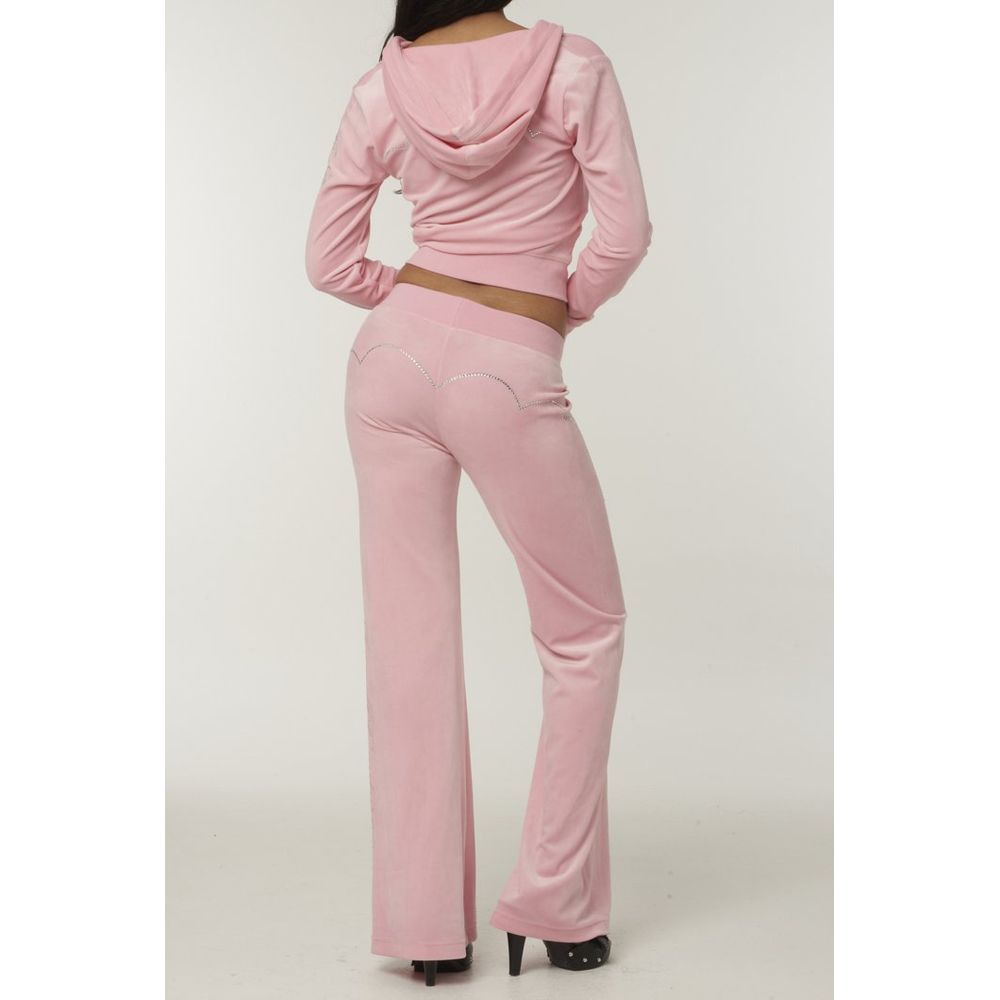 Pink Polyester Casual Pants
