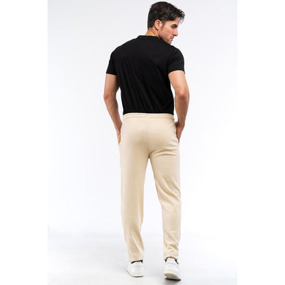 Beige Cotton Athletic Pants