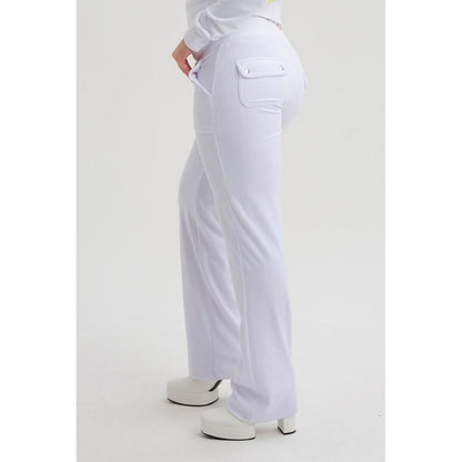 White Polyester Casual Pants